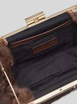 MIRANDA - Black Mink Clutch Bag