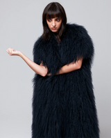 LONG LAVINIA - STRIPPED MONGOLIA LONG COAT W/BELT