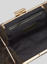 MIRANDA - Black shearling Clutch bag